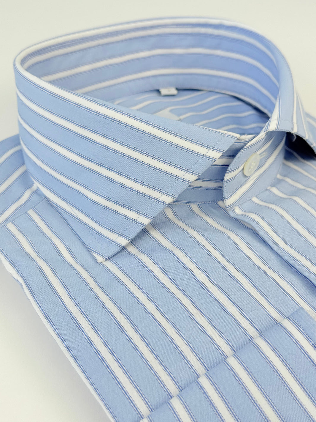 Multi Stripe Cotton Dress Shirt - Powder Blue