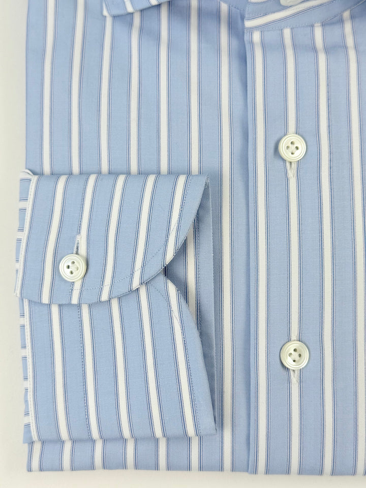 Multi Stripe Cotton Dress Shirt - Powder Blue