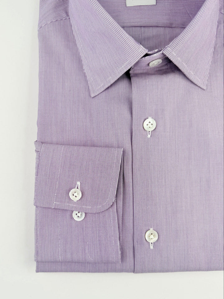 Micro-Stripe Cotton Dress Shirt - Purple
