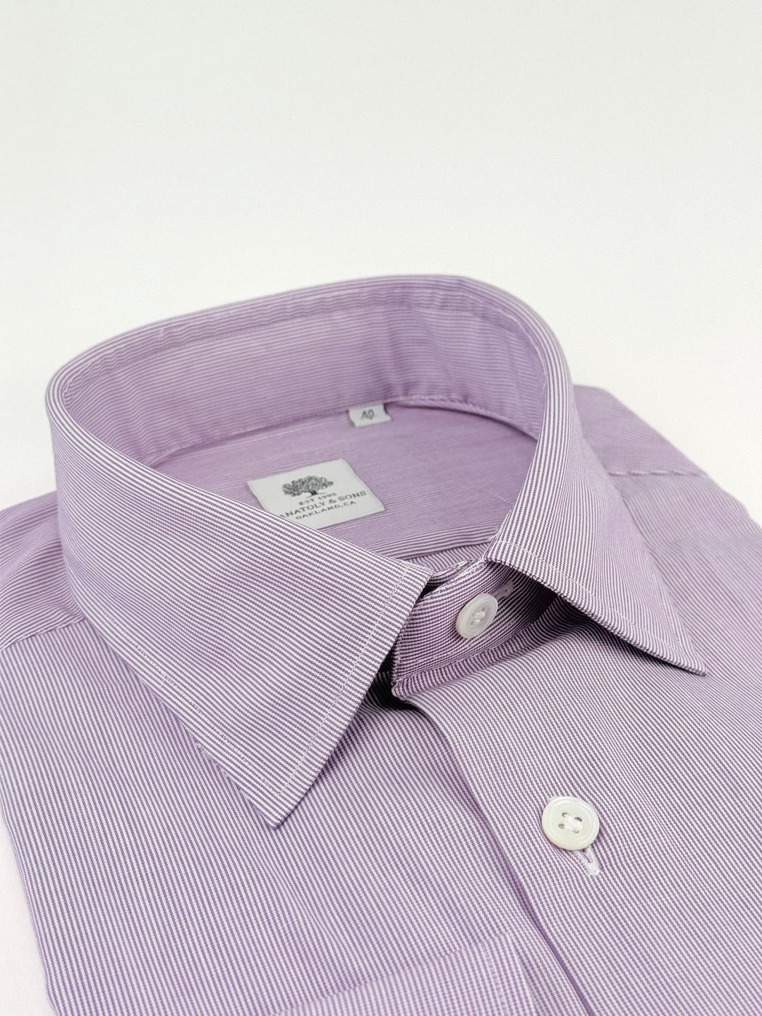 Micro-Stripe Cotton Dress Shirt - Purple