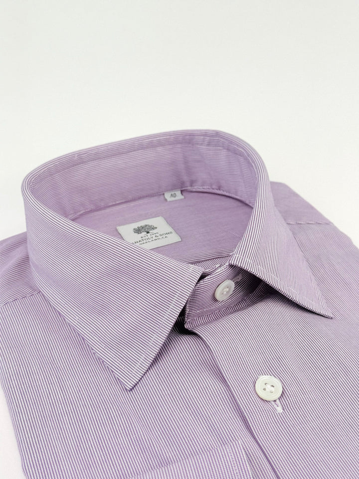 Micro-Stripe Cotton Dress Shirt - Purple