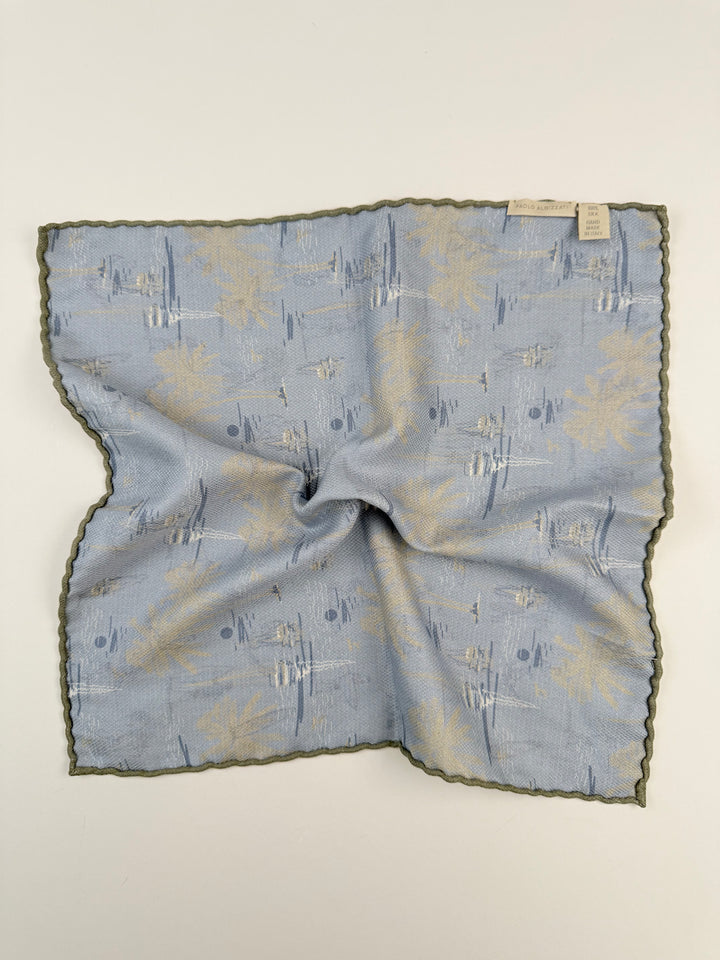 Reversible Silk Surf Motif Pocket Square - Light Grey