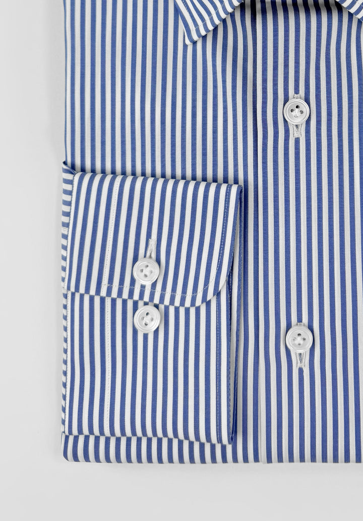 Bold Stripe Cotton Dress Shirt - Royal Blue