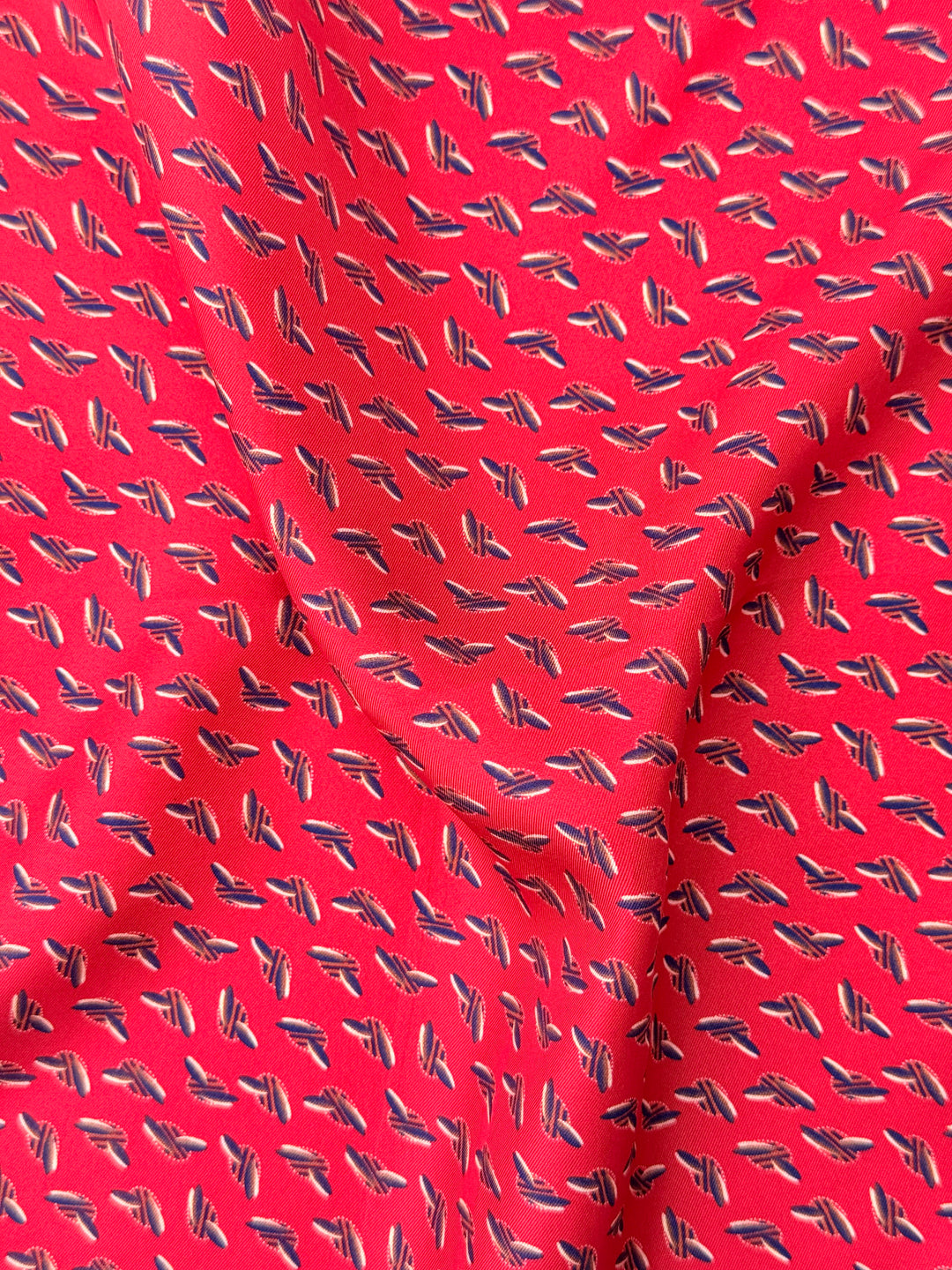 Silk Feathered Motif Pocket Square - Red