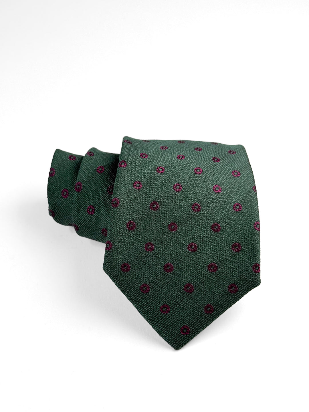 Silk Medallion Print Tie - Dark Green & Violet