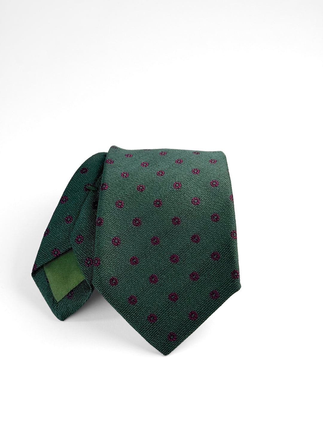 Silk Medallion Print Tie - Dark Green & Violet