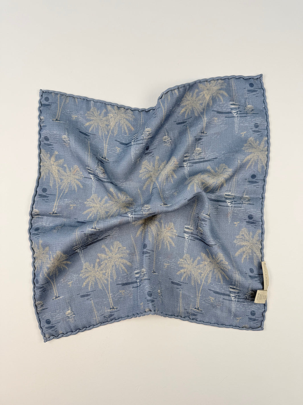 Silk Surf Motif Pocket Square - Dark Blue