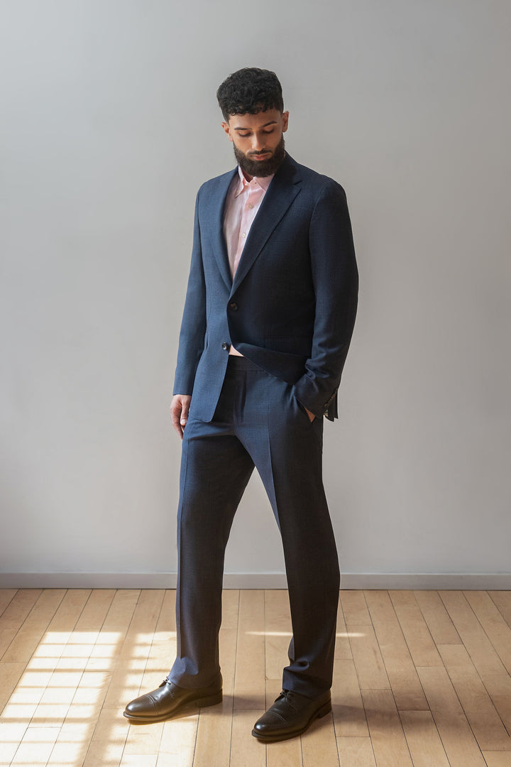 Slate Blue High Twist Wool Suit
