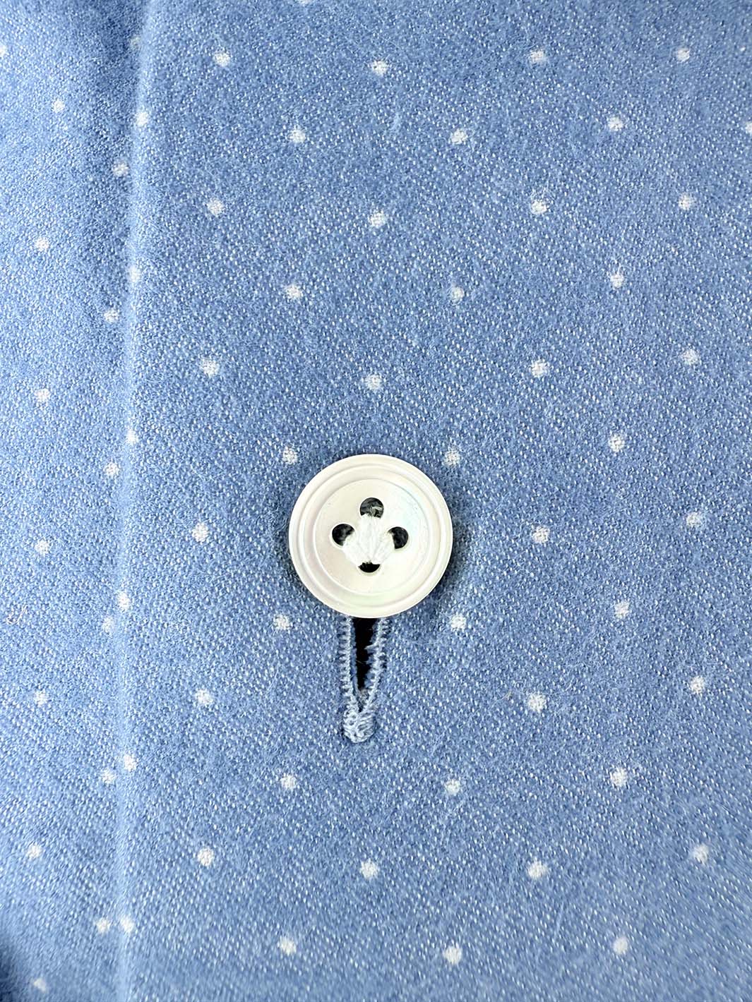 Polka Dot Brushed Flannel Shirt - Steel Blue