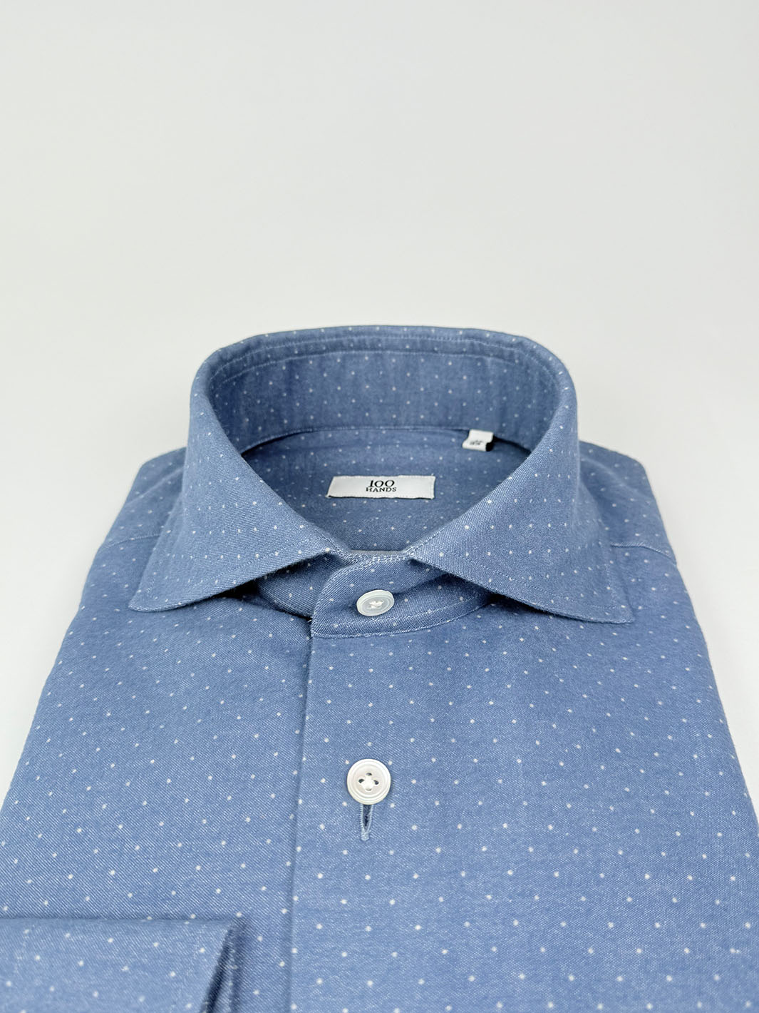 Polka Dot Brushed Flannel Shirt - Steel Blue