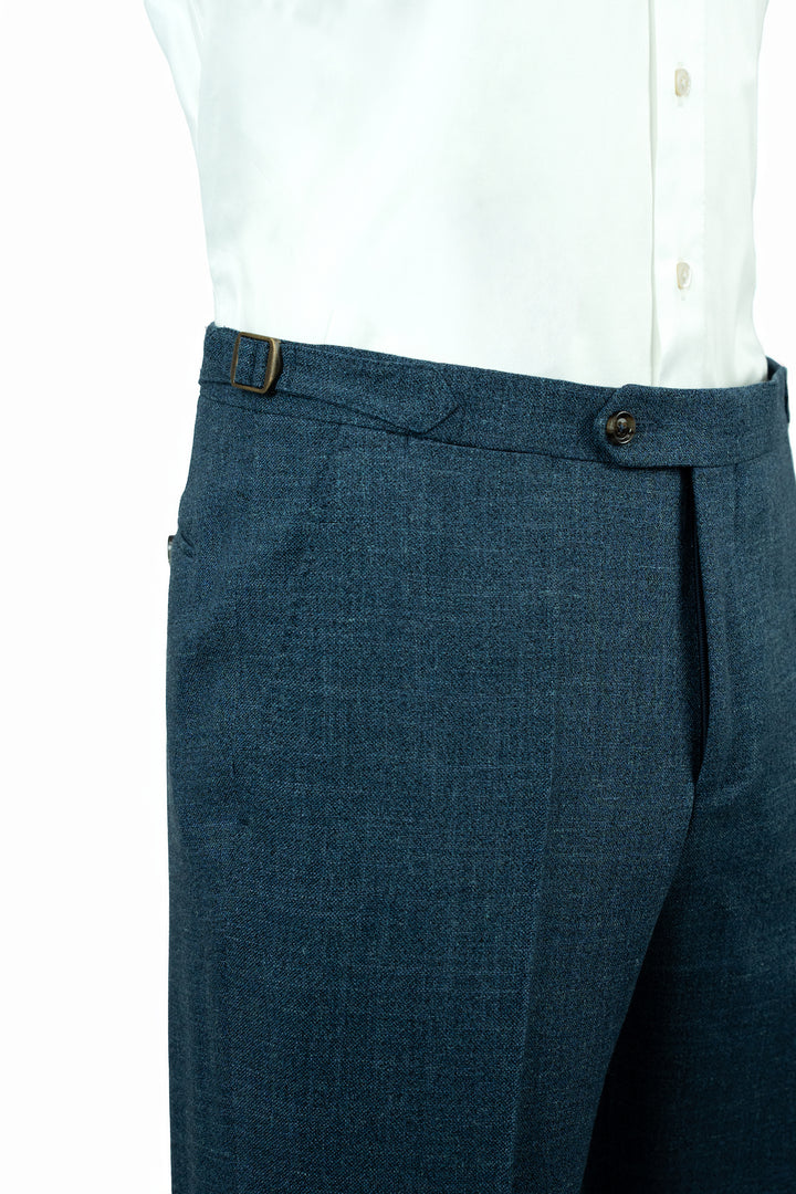 Steel Blue Wool Silk Linen Suit