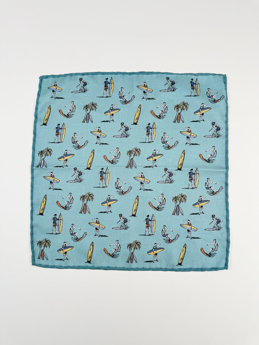 Silk Surf Motif Pocket Square - Sky Blue
