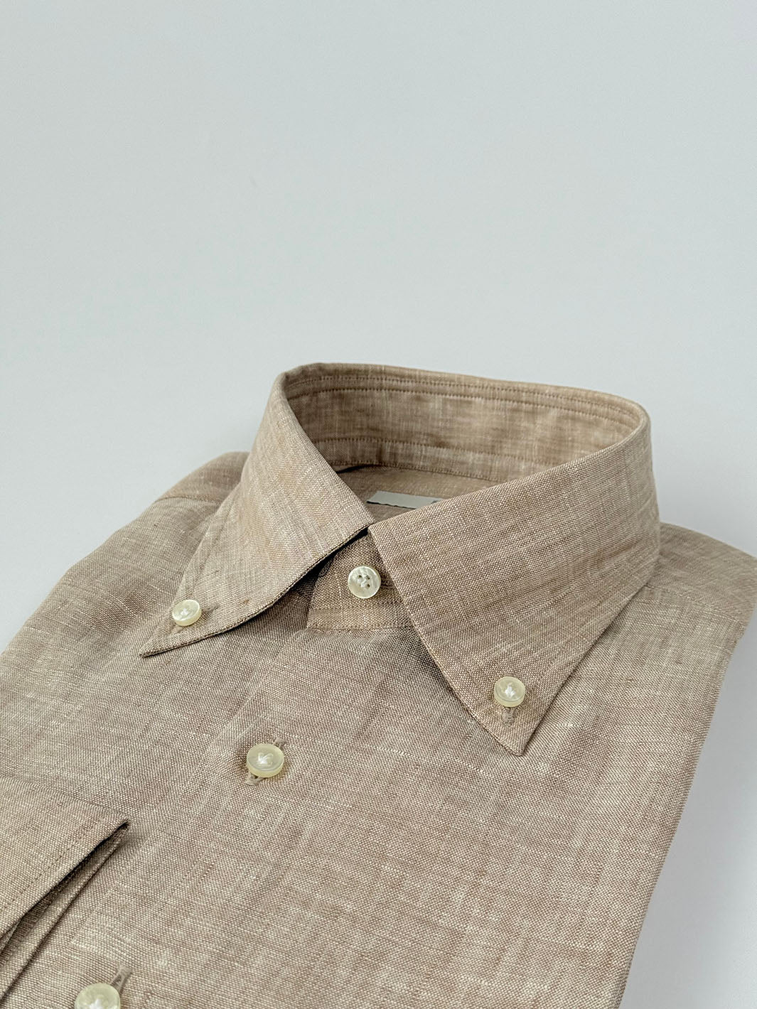 Linen Button-Down Shirt - Tan