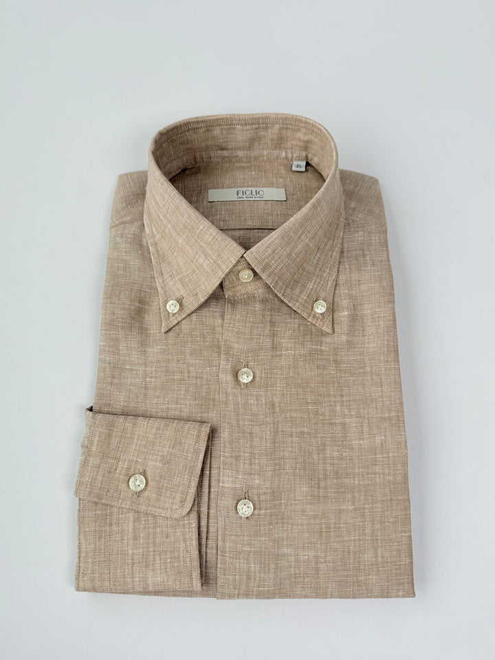 Linen Button-Down Shirt - Tan