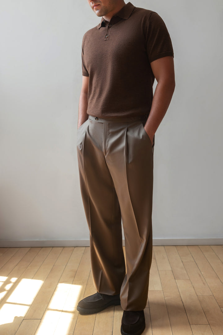 Tan Solaro Wool Scabal Trousers