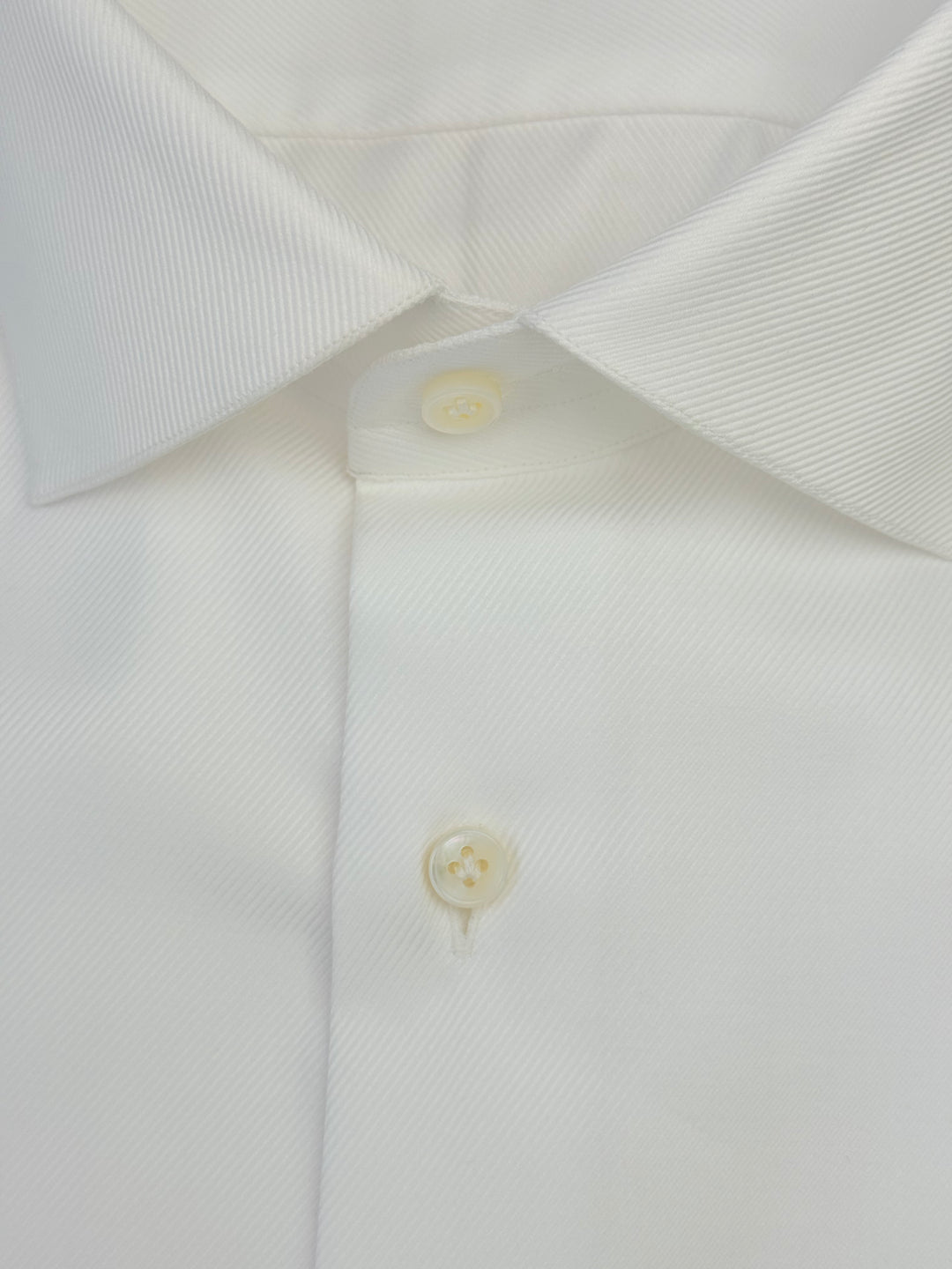 Thick Twill Cotton Dress Shirt - White