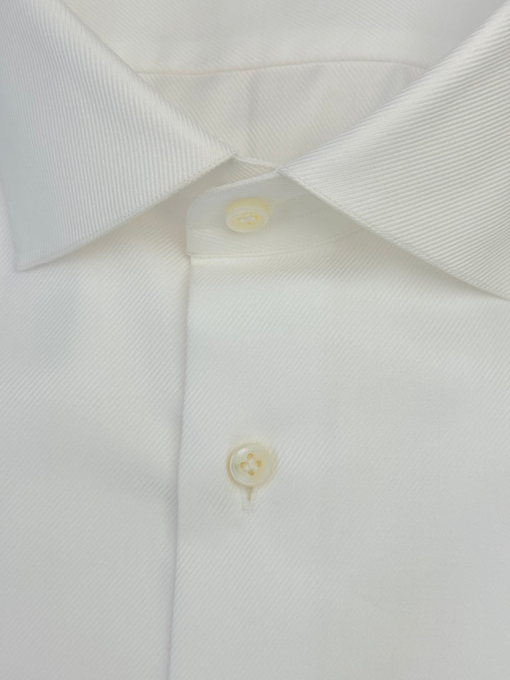 Thick Twill Cotton Dress Shirt - White