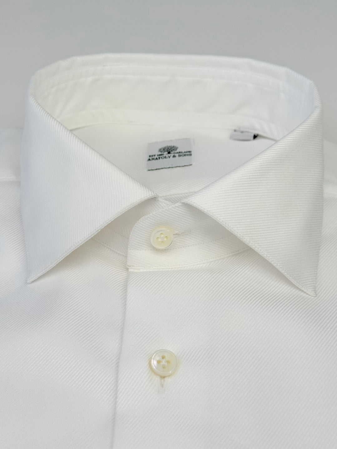 Thick Twill Cotton Dress Shirt - White