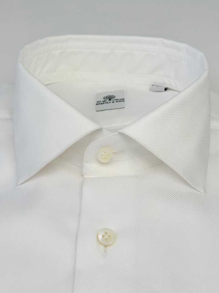 Thick Twill Cotton Dress Shirt - White