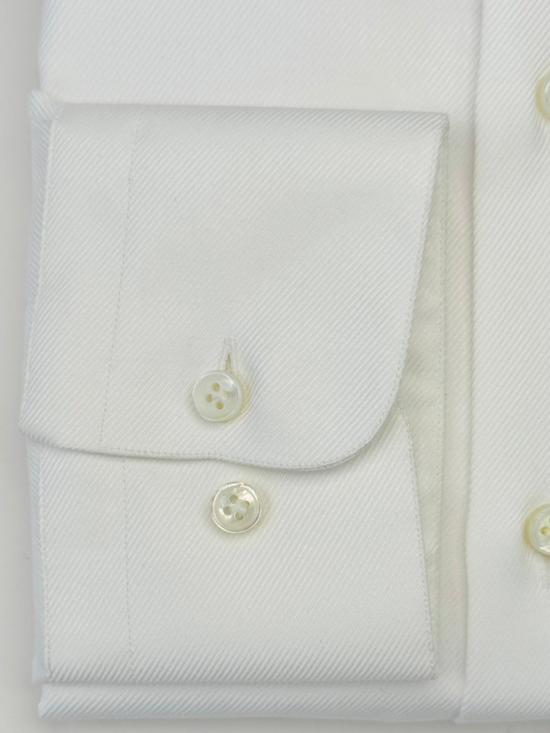 Thick Twill Cotton Dress Shirt - White