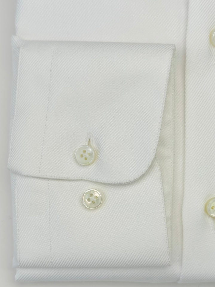 Thick Twill Cotton Dress Shirt - White