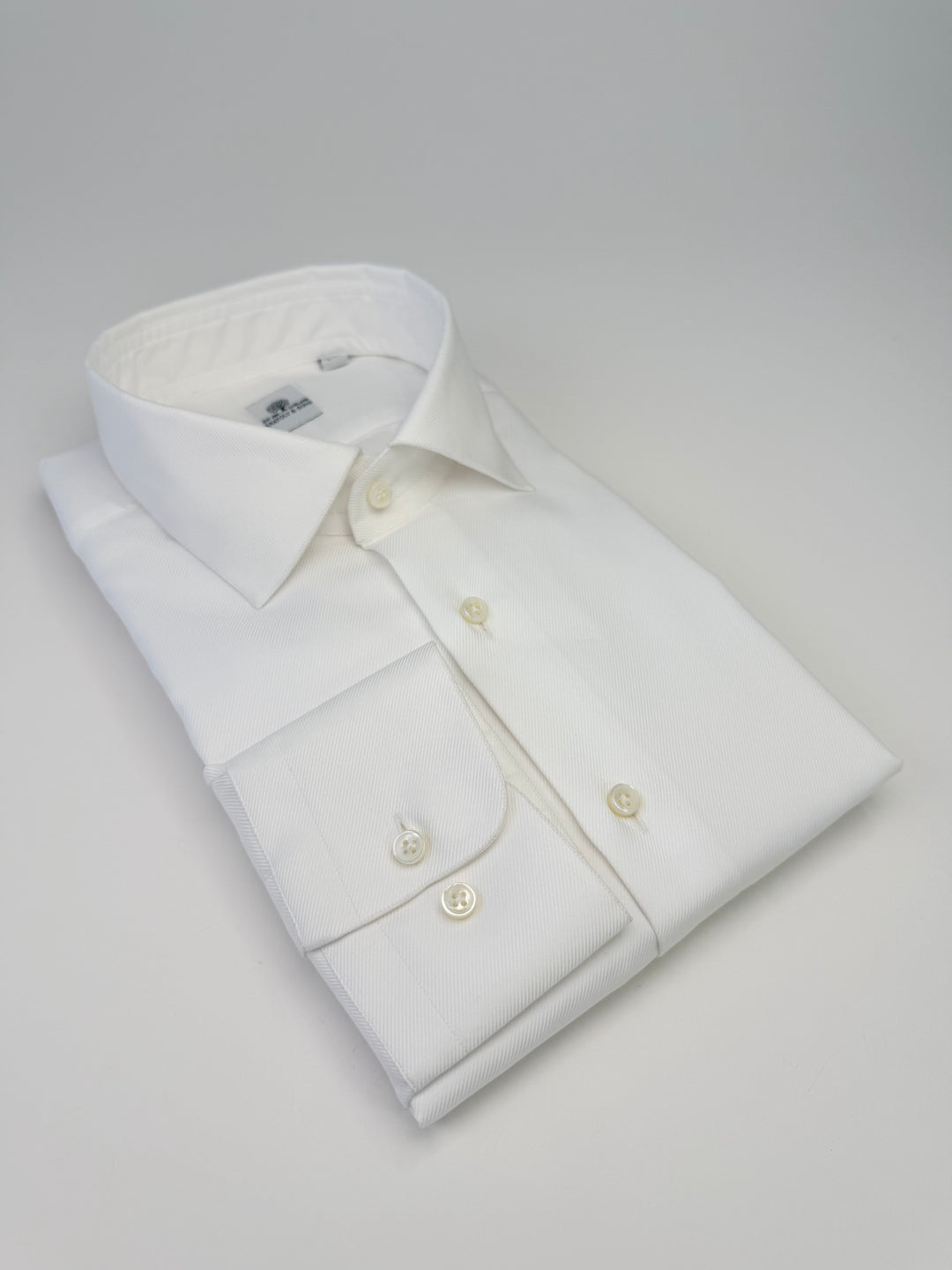 Thick Twill Cotton Dress Shirt - White