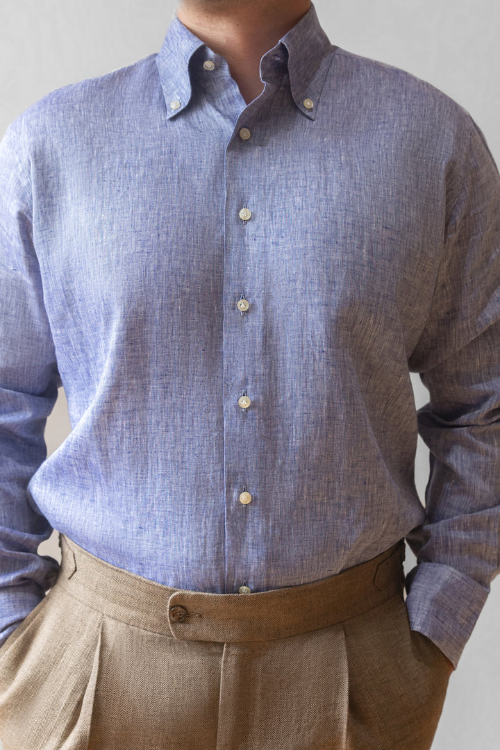 Linen Button-Down Shirt - Washed Indigo