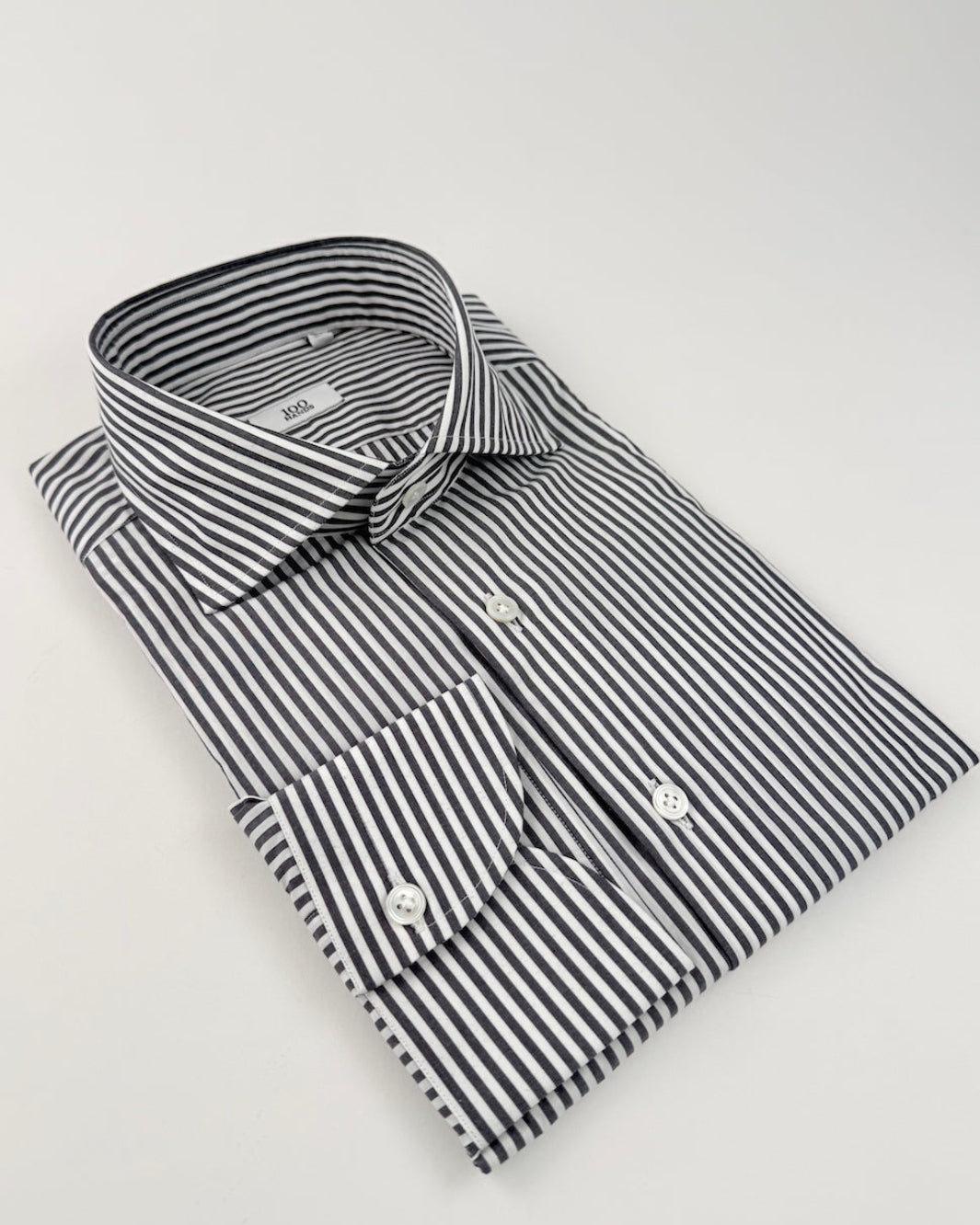 Bold Stripe Cotton Dress Shirt - Charcoal