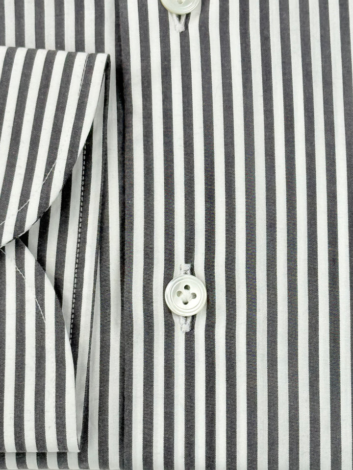 Bold Stripe Cotton Dress Shirt - Charcoal
