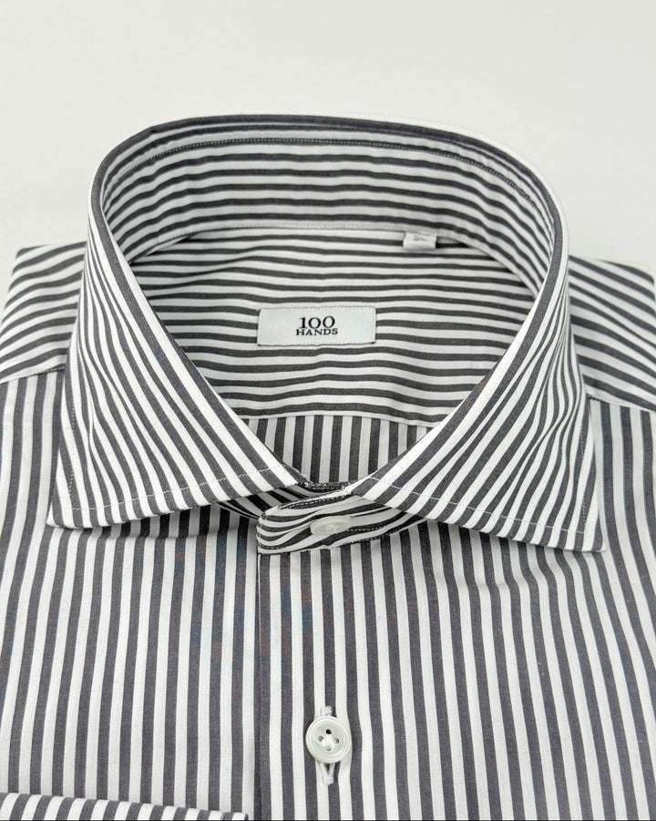 Bold Stripe Cotton Dress Shirt - Charcoal