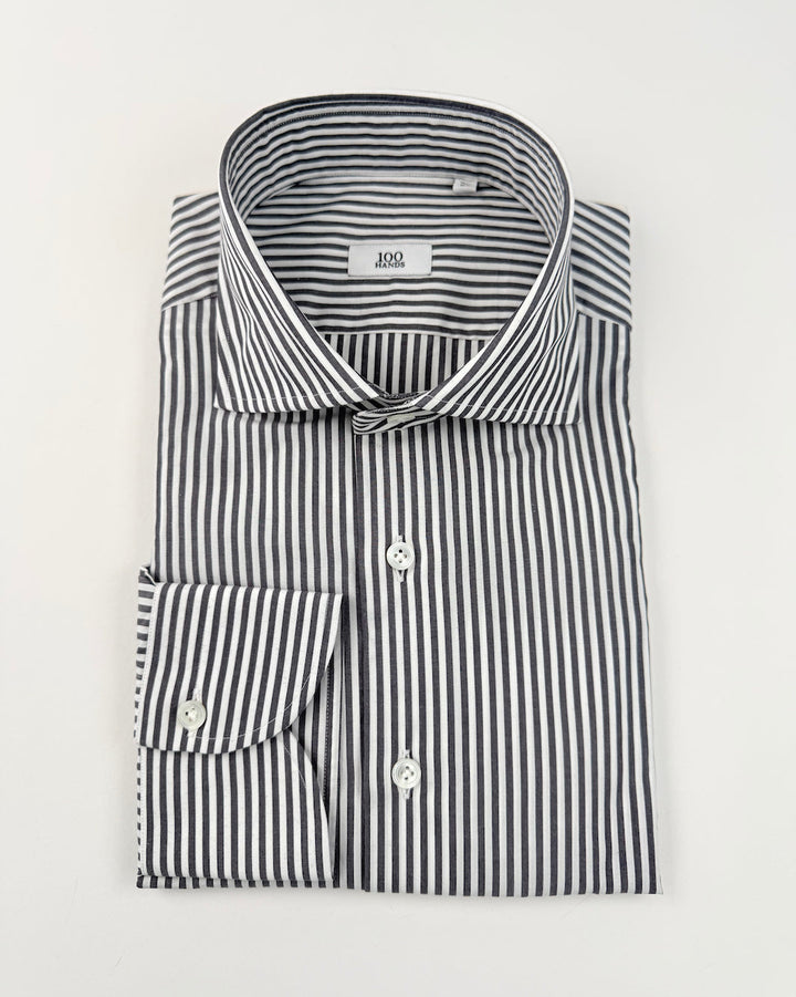 Bold Stripe Cotton Dress Shirt - Charcoal