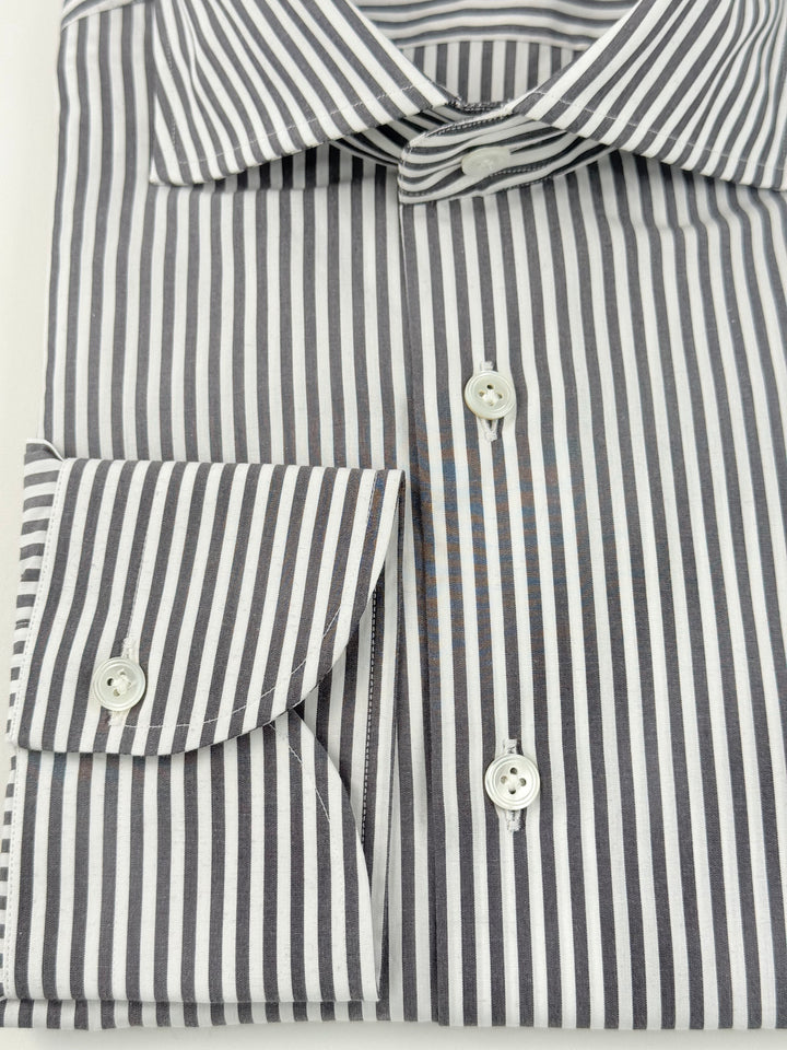 Bold Stripe Cotton Dress Shirt - Charcoal