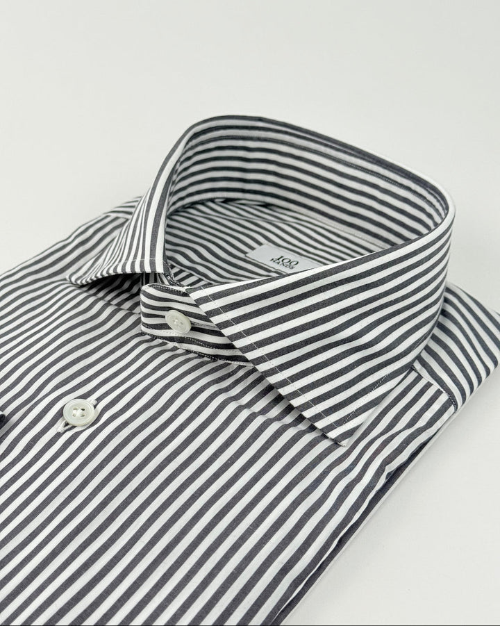 Bold Stripe Cotton Dress Shirt - Charcoal
