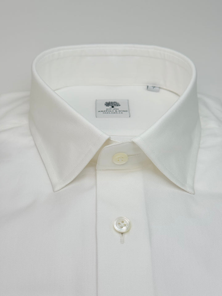 Superfine Cotton Twill Dress Shirt - White