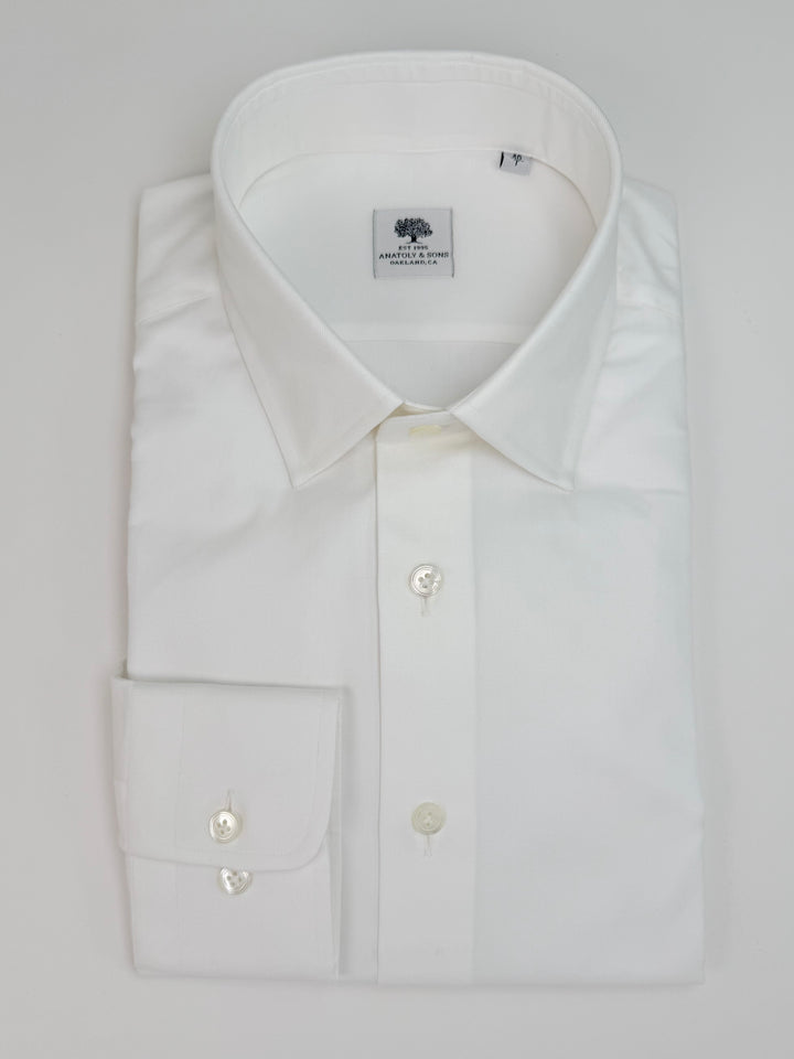 Superfine Cotton Twill Dress Shirt - White