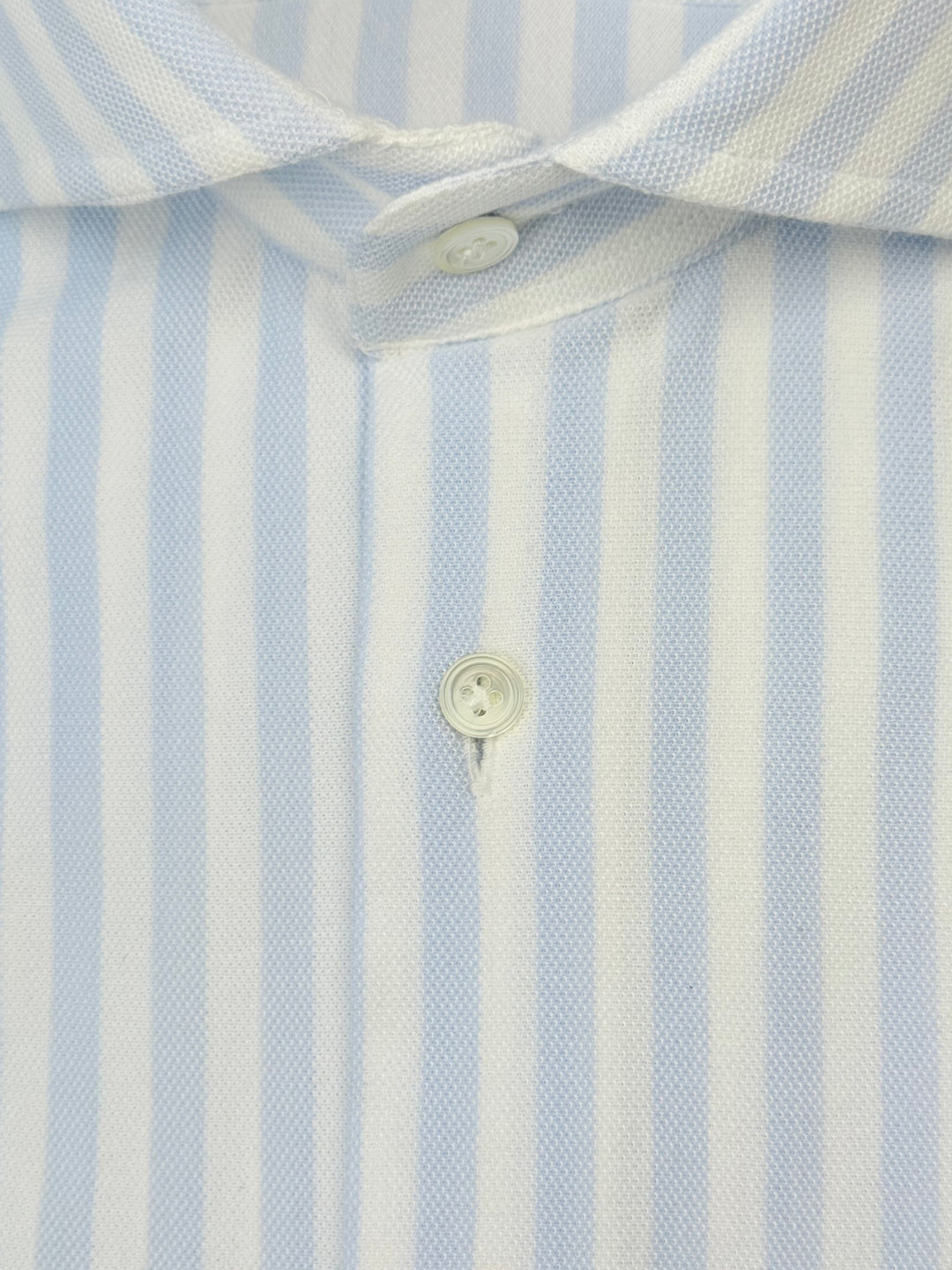 Wide Stripe Cotton Dress Shirt - Light Blue