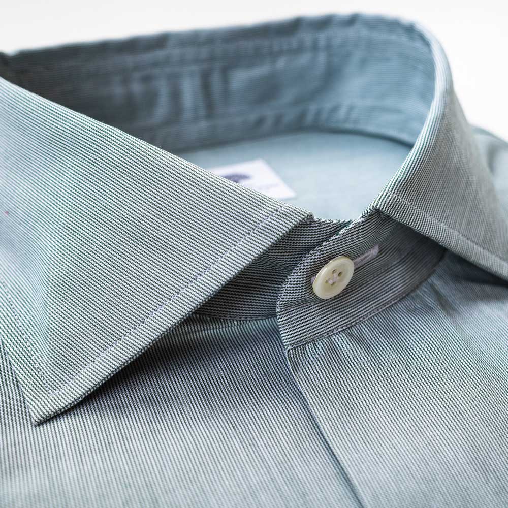 Micro-Stripe Cotton Dress Shirt - Green