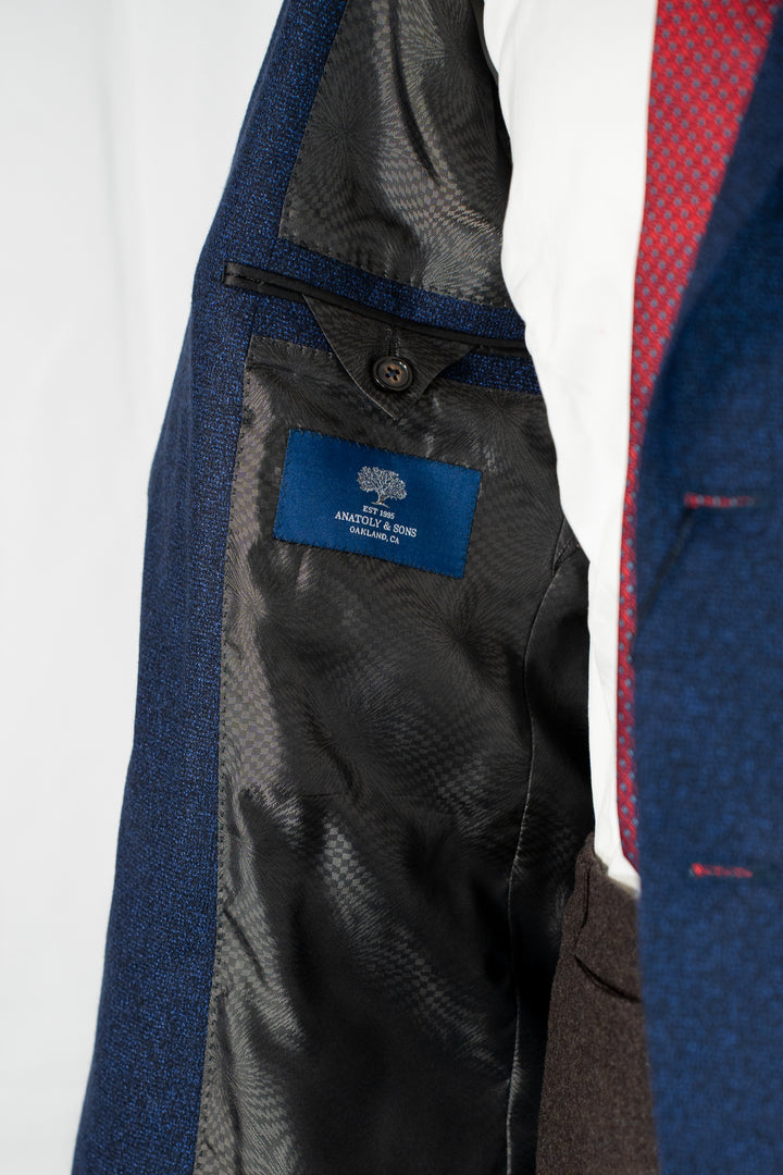 Dark Blue Textured Scabal Stardust Sport Coat