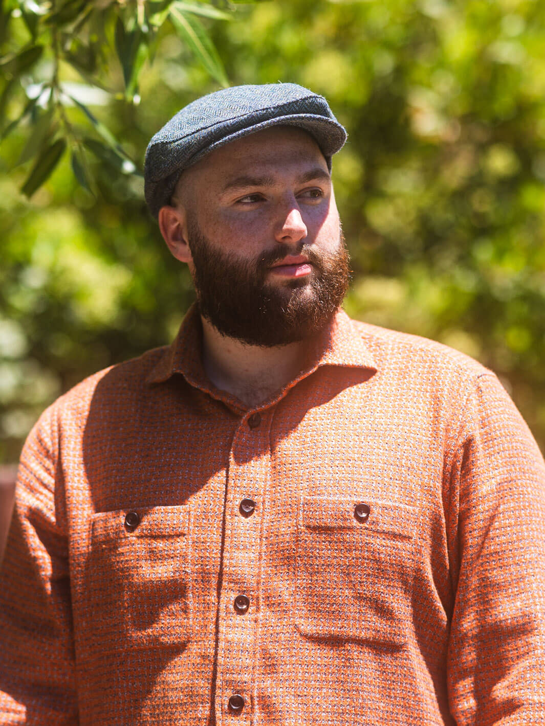 Herringbone Tweed Driving Cap - Blue-Green