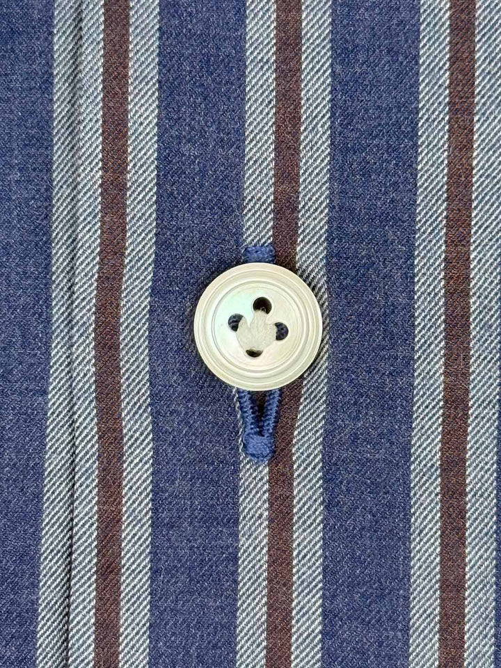 Bold Stripe Twill Shirt - Blue & Brown