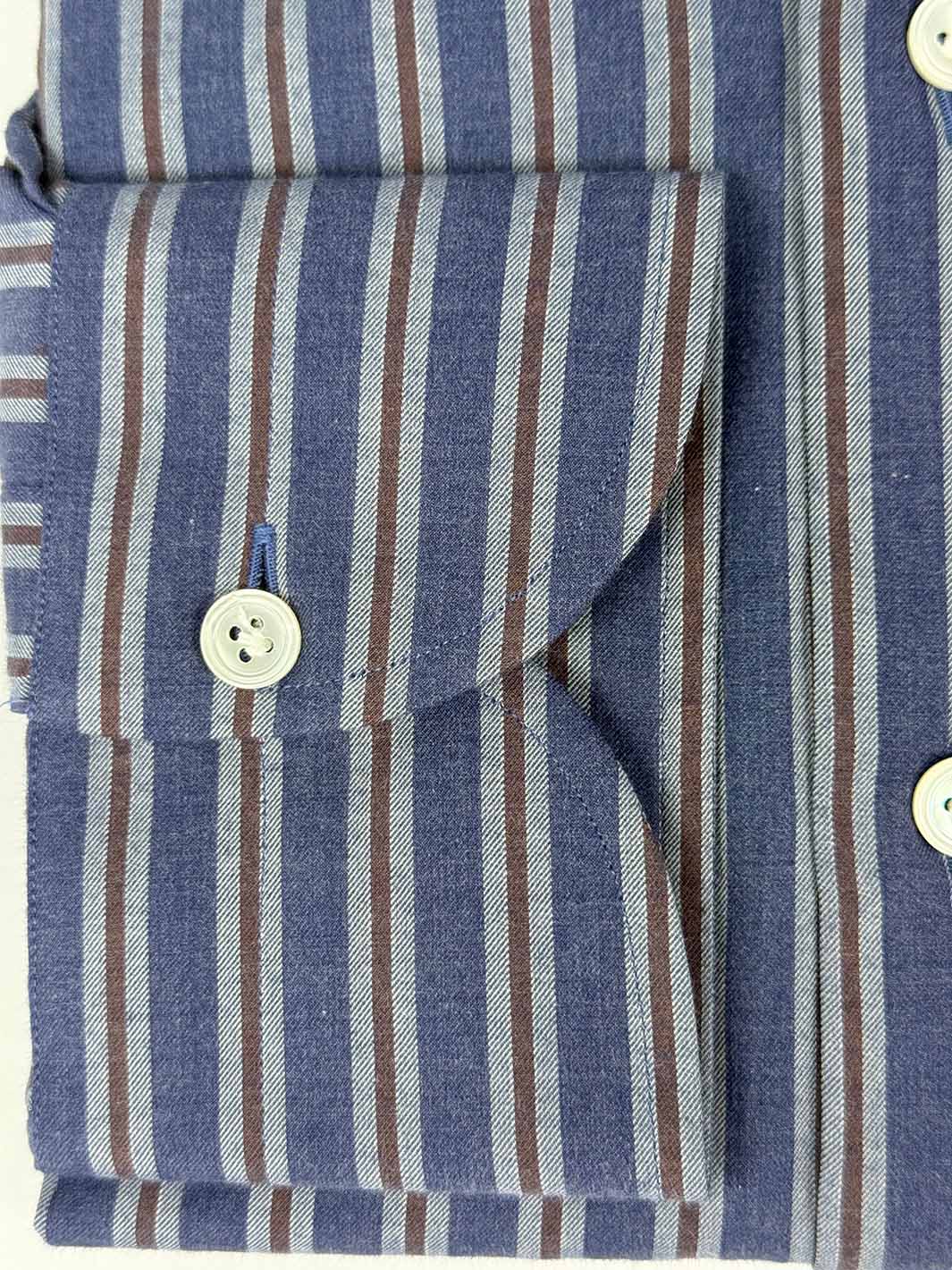 Bold Stripe Twill Shirt - Blue & Brown