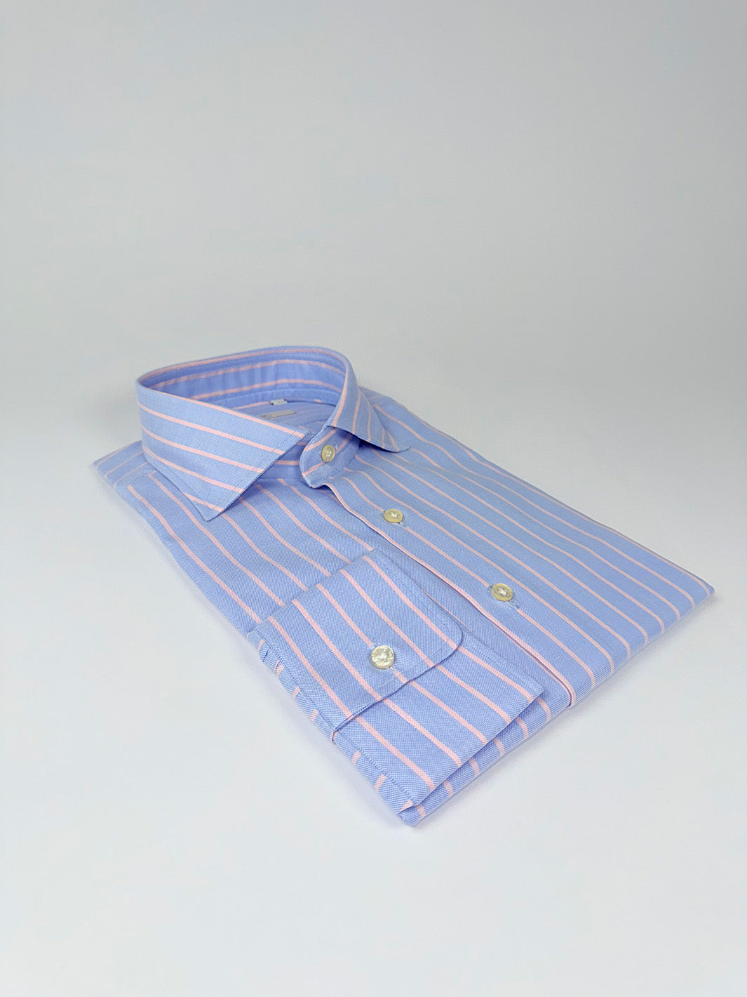 Bold Stripe Cotton Oxford Dress Shirt - Blue & Pink