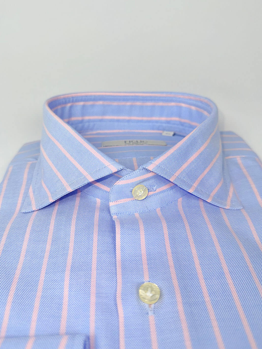 Bold Stripe Cotton Oxford Dress Shirt - Blue & Pink
