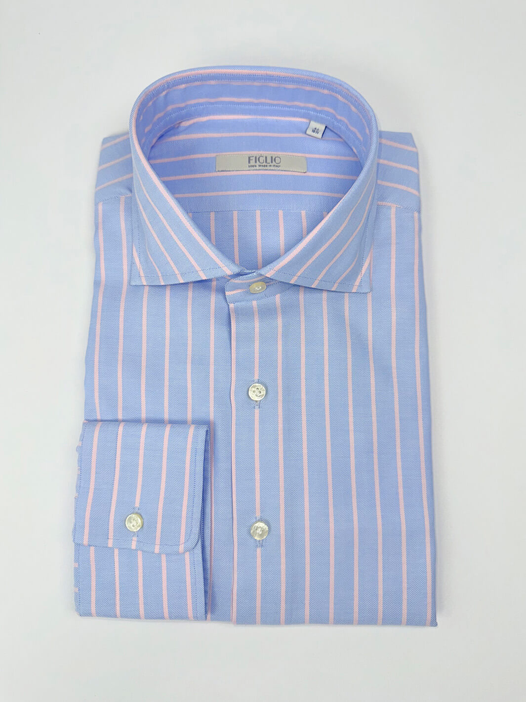 Bold Stripe Cotton Oxford Dress Shirt - Blue & Pink