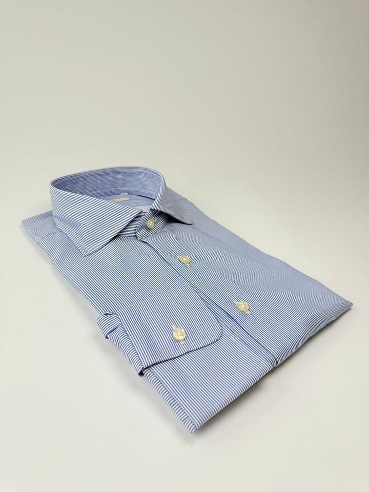 Striped Cotton Dress Shirt - Blue