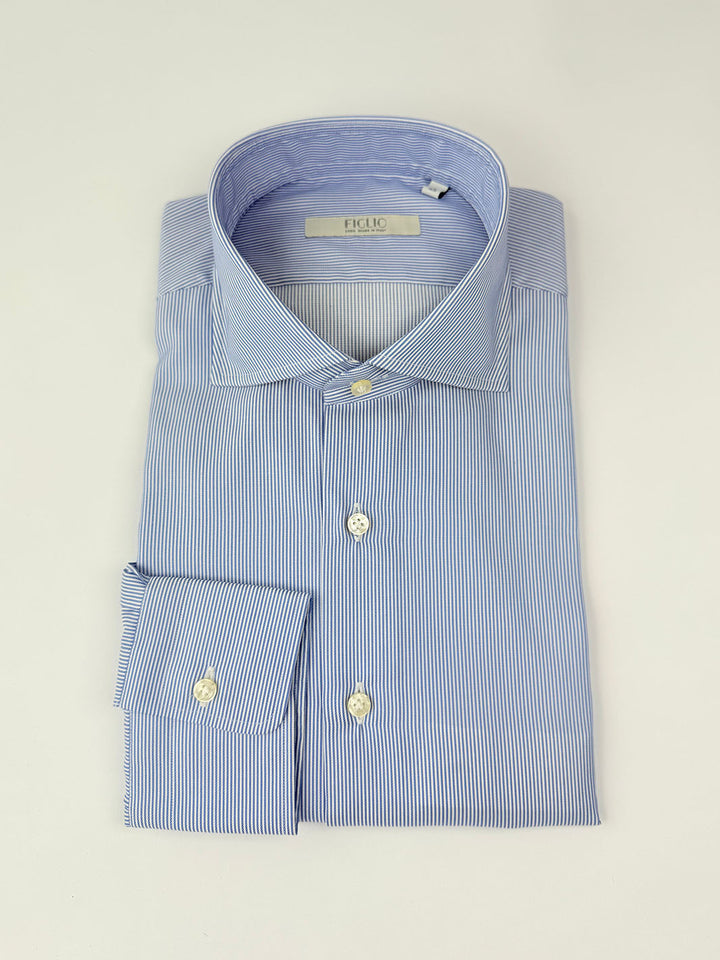 Striped Cotton Dress Shirt - Blue