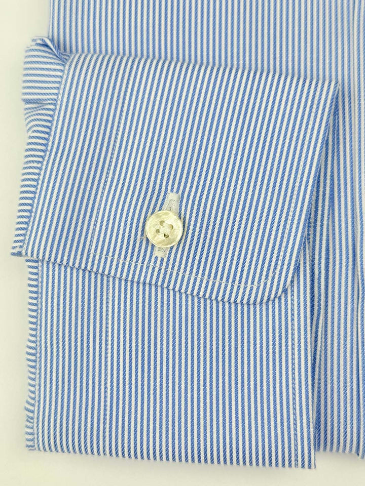 Striped Cotton Dress Shirt - Blue