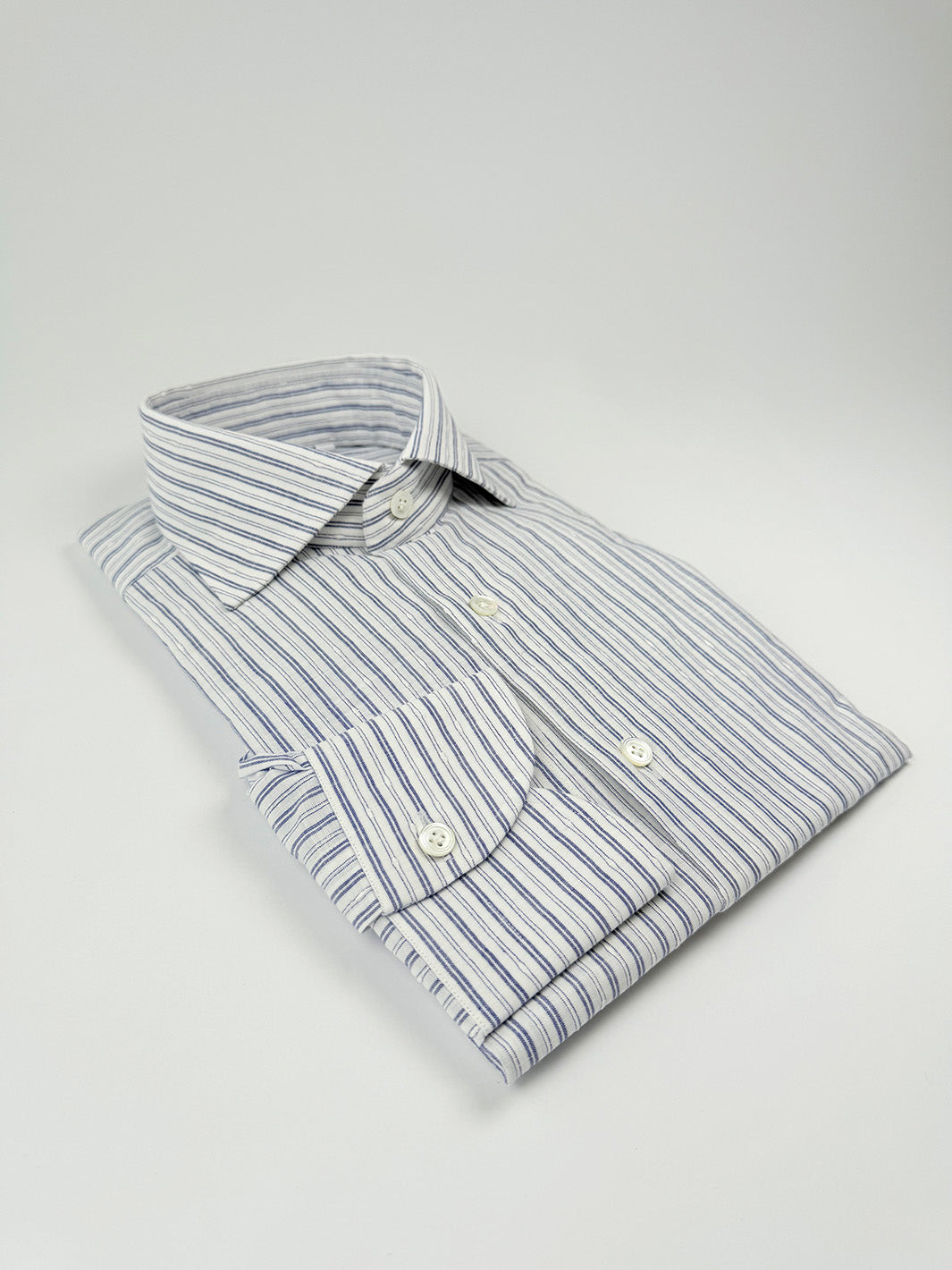 Vertical Stripe Linen Shirt - Blue & White