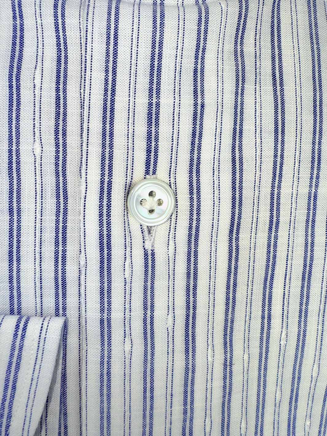 Vertical Stripe Linen Shirt - Blue & White