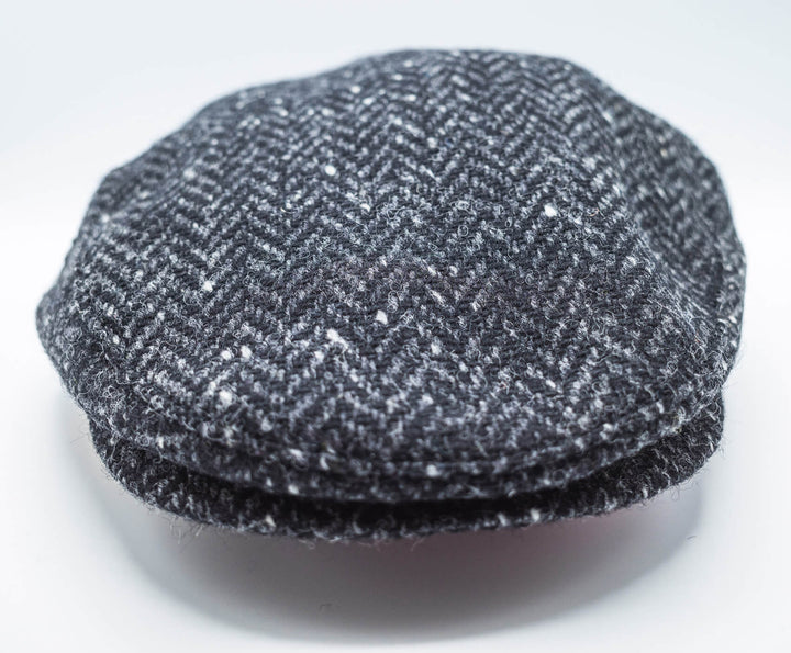 Donegal Herringbone Tweed Driving Cap - Charcoal